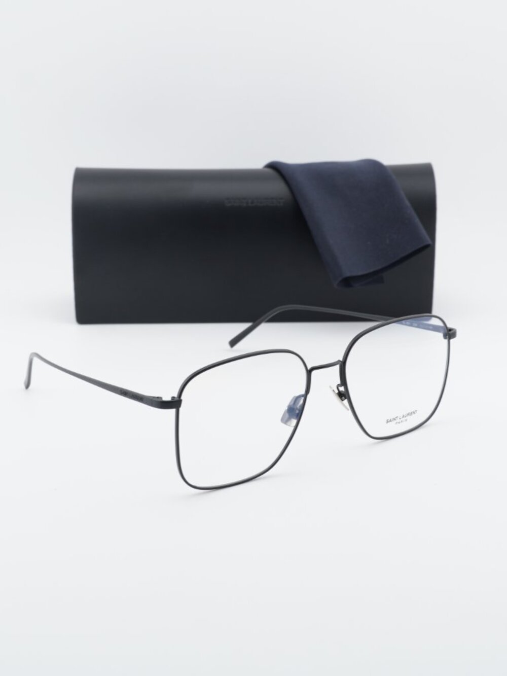 Saint Laurent SL491 004 Square Eyeglasses – Matte Black 55mm - Picture 4 of 9